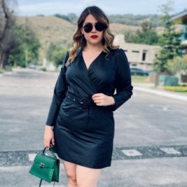 Vestido de Vinipiel con Cinto forrado 9501