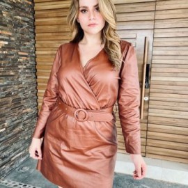 Vestido de Vinipiel con Cinto Forrado 9501