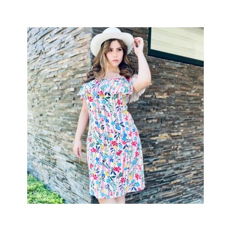 Vestido de Lino con botones V-ST-  007