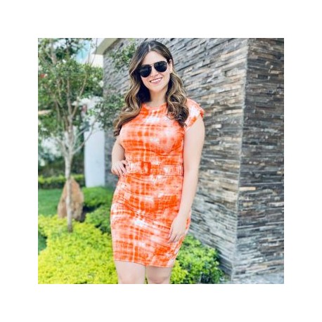 Vestido Tie Dye con cinto forrado V 4238