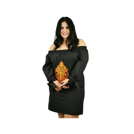 Vestido de Manta con Bordados *Coleccion de Lujo* RD896 (100% Algodón)